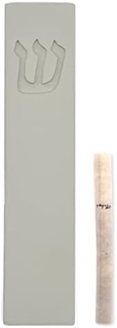 Concrete Mezuzah Case with Scroll Grey 5 Inches