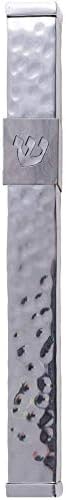 Yair Emanuel 12cm Contemporary Hammered Silver Mezuzah Case