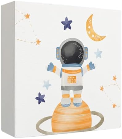 Space Nursery Decor Wooden Box Sign 5x5 Inch