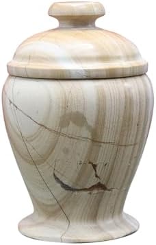 Elegant Marble Cremation Urn with Teak Finish