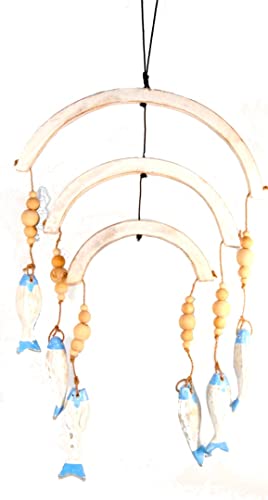 Fair Trade Driftwood Fish Mobile 3 Layer Blue