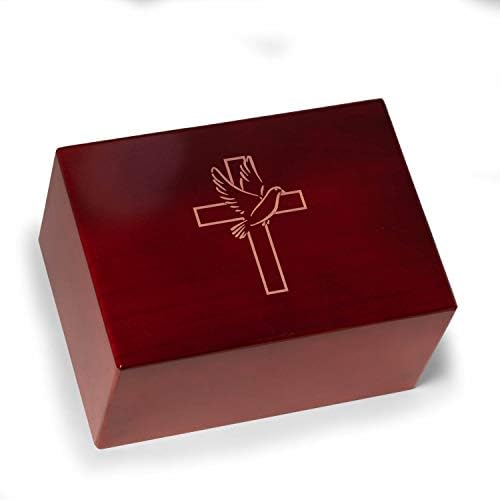 Deering Moments Engraved Rosewood Urn with Cross and Dove
