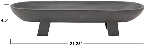 Bloomingville Mango Wood Footed Black Tray