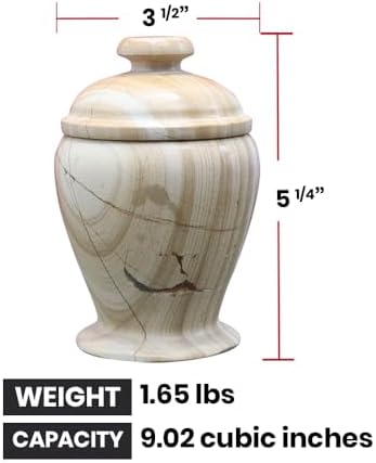 Elegant Marble Cremation Urn with Teak Finish