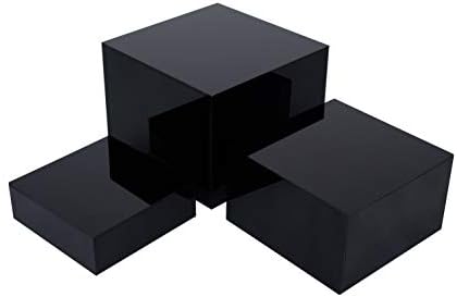 Red Co Set of 3 Glossy Black Acrylic Cube Display Risers