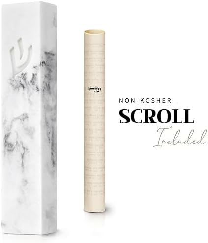 SURI Concrete Mezuzah Door Ornament with Scroll and Gift Box