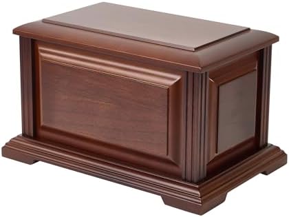 Handcrafted Wooden Cremation Urn Box for Human Ashes 225lbs Capacity