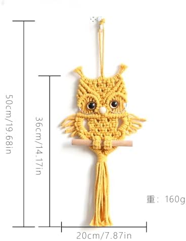 Handwoven Macrame Owl Wall Hanging in Green