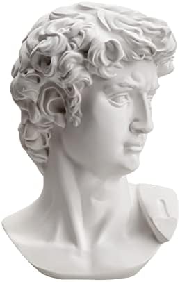 Michelangelos David Bust Statue 6 Inch White