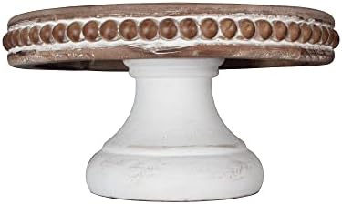 White Wash Round Wood Riser Display Stand for Decor