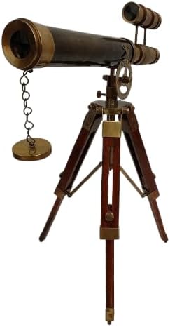 1915 Victorian Brass Telescope with Wooden Tripod