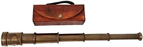 Antique Brass Pirate Telescope with Leather Case