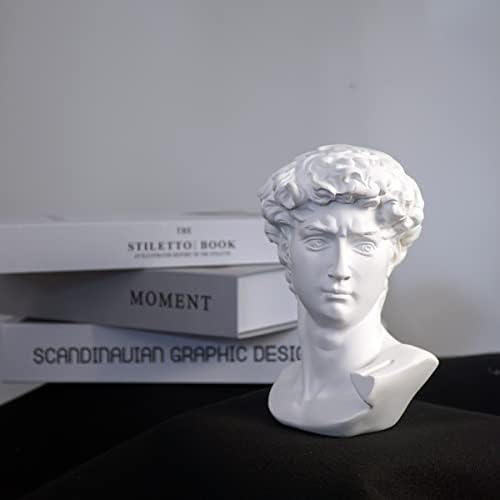 Michelangelos David Bust Statue 6 Inch White