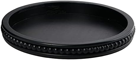 Creative Co-Op Decorative Wood Tray with Hobnail Edge Black