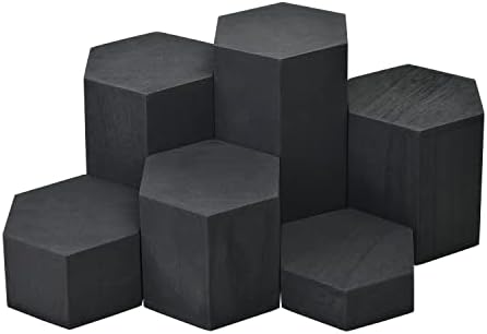 MOOCA 6 Pcs Black Hexagon Risers for Jewelry Display