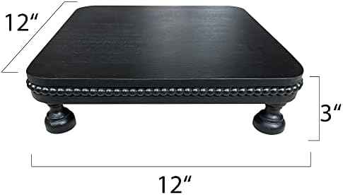 Farmhouse Display Wood Riser with Black Beaded Pedestal