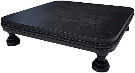 Farmhouse Display Wood Riser with Black Beaded Pedestal