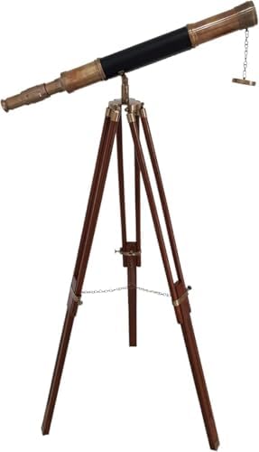 Antique Telescope with Tripod for Home Office Decor