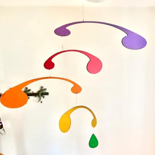 Modern Art Hanging Mobile Painted Wood