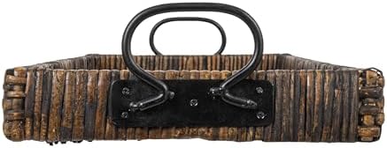 Creative Co Op Black Rattan Wood Tray with Handles