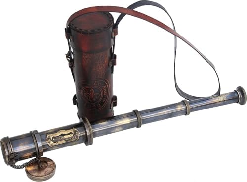 Vintage 1920 Brass Telescope with Leather Case