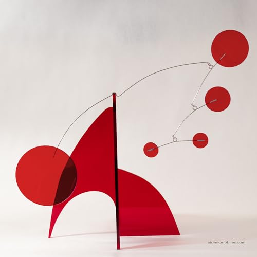 The Moderne Art Stabile in Clear Red 18x16 Tabletop Kinetic Mobile Sculpture