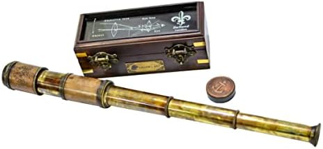 Sailors Art J Scout Nautical Sextant with Brass Telescope and Wooden Box