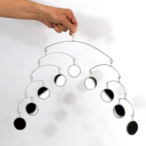 Unique Art Moon Stained Glass Hanging Mobile 16 Inch