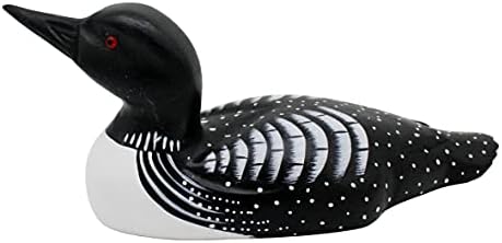 CVHOMEDECO Primitives Hand Engraved Wood Loon Farmhouse Figurine Decor