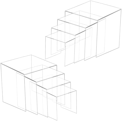 8 Pcs Square Acrylic Display Risers for Jewelry and Gift Displays