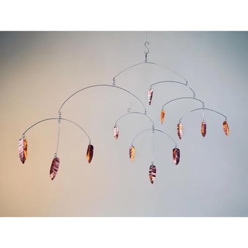 Modern Hammered Copper Leaf Hanging Mobile