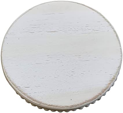 Farmhouse Beaded Wood Pedestal Tray Decor 76 Inch White