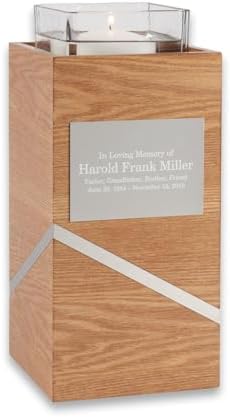 Bey-Berk Deering Moments Personalized Wooden Cremation Urn with Glass Vase
