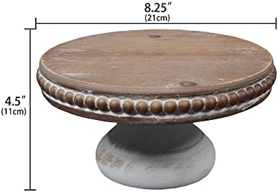 White Wash Round Wood Riser Display Stand for Decor
