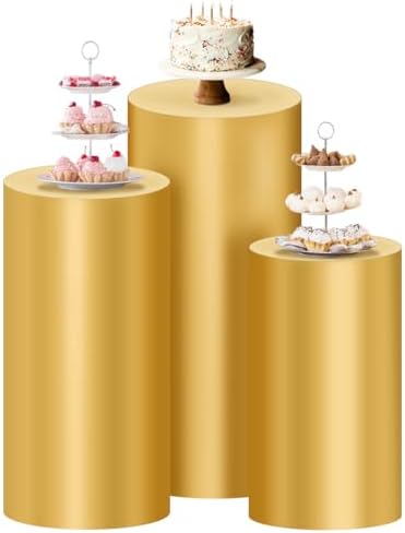 Socomi Cylinder Pedestal Stand Covers Set of 3 Gold