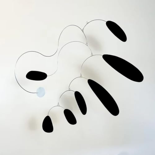 Mid Century Modern Black White Oval Hanging Mobile 32x28