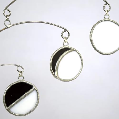 Unique Art Moon Stained Glass Hanging Mobile 16 Inch