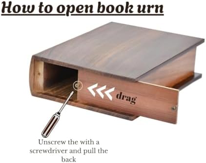 Personalization Wooden Cremation Urn - Book Shaped Memorial Urn for Human Ashes