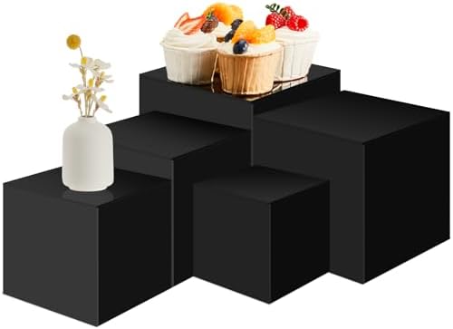 Geetery 5-Piece Acrylic Display Risers Set Black 3-7 Inch