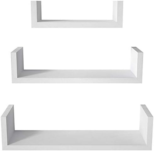 SRIWATANA White Floating Wall Shelves Solid Wood