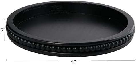 Creative Co-Op Decorative Wood Tray with Hobnail Edge Black