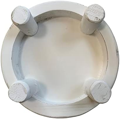 Farmhouse Beaded Wood Pedestal Tray Decor 76 Inch White
