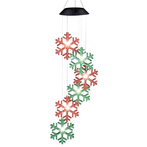 Collections Etc Solar Powered Holiday Snowflake Garden Mobile 1