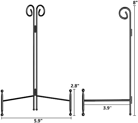 Black Iron Plate Stand for Display 8 Inch 1 Pack