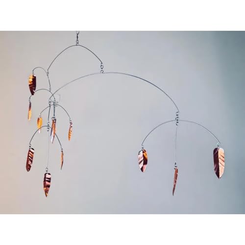 Modern Hammered Copper Leaf Hanging Mobile