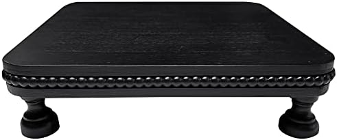 Farmhouse Display Wood Riser with Black Beaded Pedestal