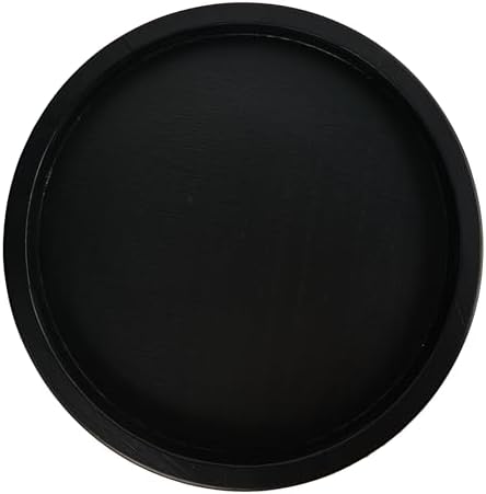 Creative Co-Op Decorative Wood Tray with Hobnail Edge Black