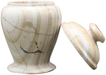 Elegant Marble Cremation Urn with Teak Finish