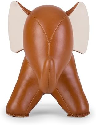 Leather Bookend Elephant Abby Zuny Series Tan Wheat