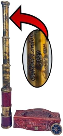 Antique Brass and Leather Telescope with Magnification